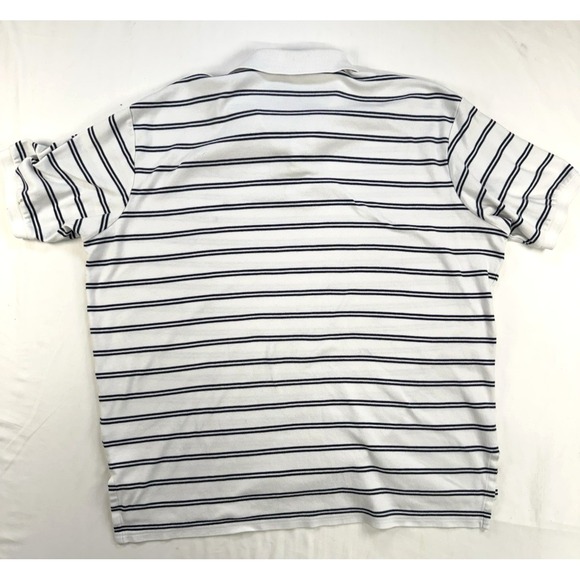 Polo Ralph Lauren Men's XL White Blue Striped Polo Shirt Short Sleeve Blue Pony - Picture 5 of 9
